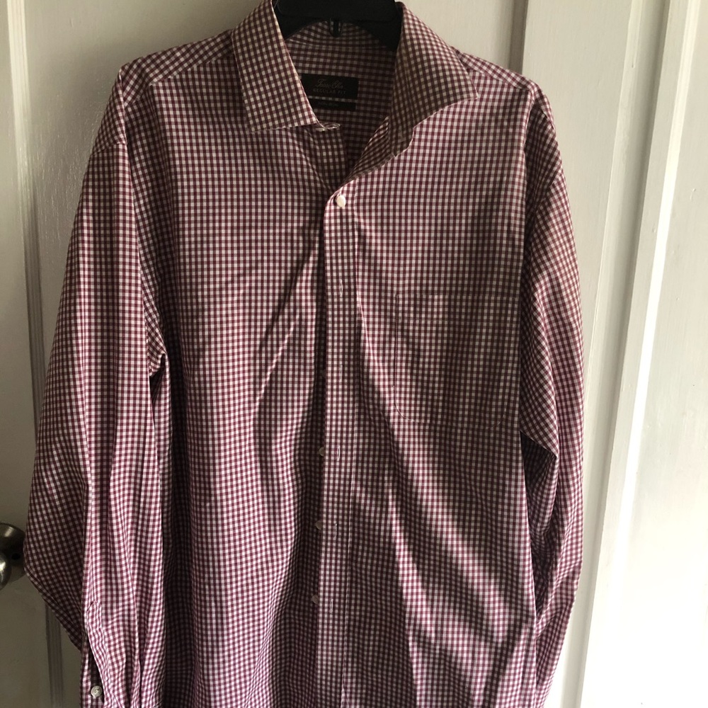Men’s Tasso Elba Red Plaid Dress Shirt